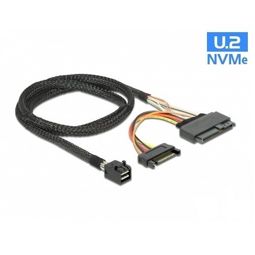 Delock Cable SFF-8643 male > U.2 SFF-8639 female + SATA power connector 0.75m | 84821