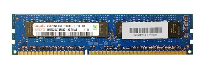 Memory RAM 1x 2GB Hynix ECC UNBUFFERED DDR3 1Rx8 1333MHz PC3-10600 UDIMM | HMT325U7BFR8C-H9