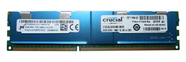 Memory RAM 1x 32GB Crucial ECC LOAD REDUCED DDR3  1866MHz PC3-14900 LRDIMM | CT32G3ELSDQ4186D.36DED