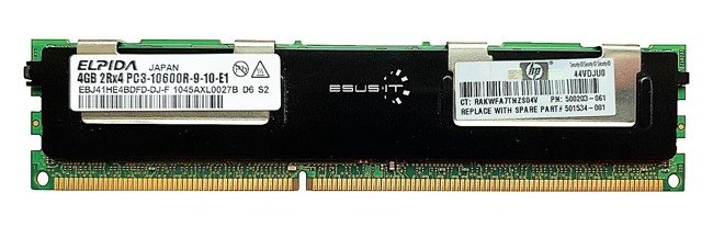 Memory RAM 1x 4GB ELPIDA ECC REGISTERED DDR3 2Rx4 1333MHz PC3-10600 RDIMM | EBJ41HE4BDFD-DJ-F