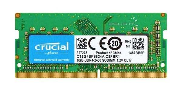 Memory RAM 1x 8GB Crucial SO-DIMM DDR4 2400MHz PC4-19200 | CT8G4SFS824A