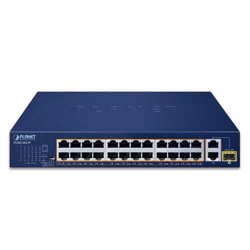 Switch Planet FGSD-2621P 8x 100Mb 2x RJ-45/SFP 120 W PoE+