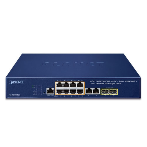 Switch Planet GS-4210-8P2C 10x 1Gb 2x SFP 120 W PoE++